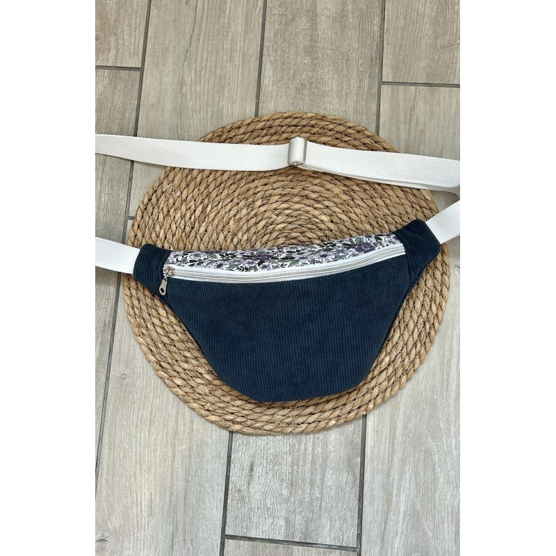 Sac banane bi matière liberty bleu