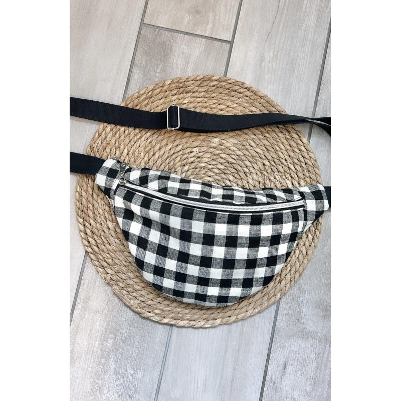 Sac banane vichy noir et blanc