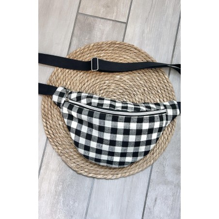 Sac banane vichy noir et blanc