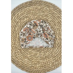 Turban boule fleurs et papillons