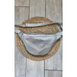 Sac banane simili cuir argenté