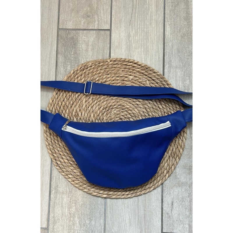 Sac banane simili cuir bleu