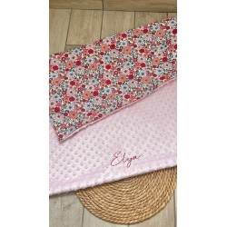 Couverture minky liberty fleurs rouges