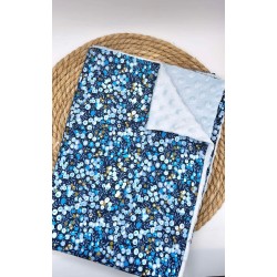 Couverture minky fleurs bleu