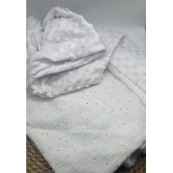 Couverture minky double gaze blanche