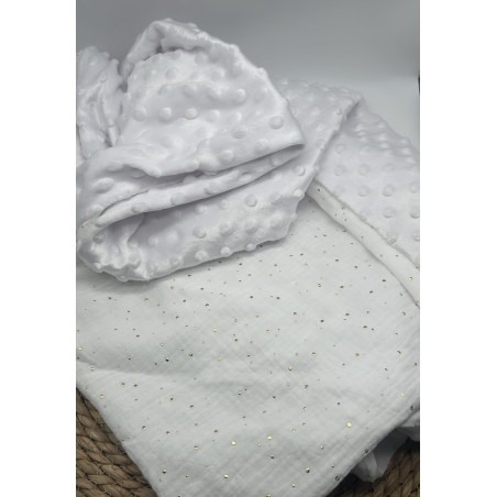 Couverture minky double gaze blanche