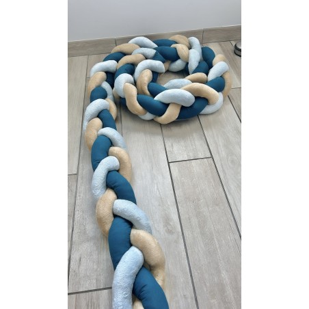 Tresse de lit  bleu/ beige