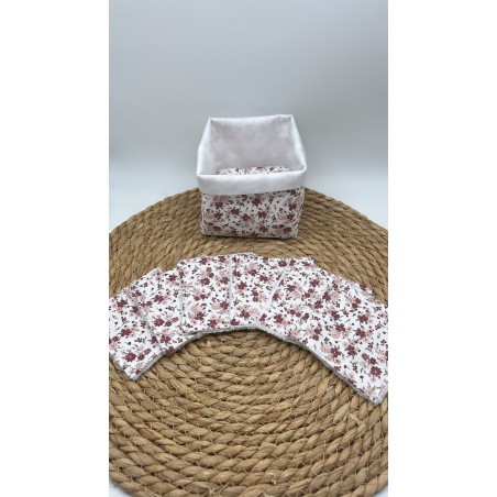 Panier et ses lingettes fleurs Lila