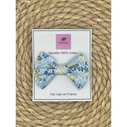 Barrette fleurs bleu