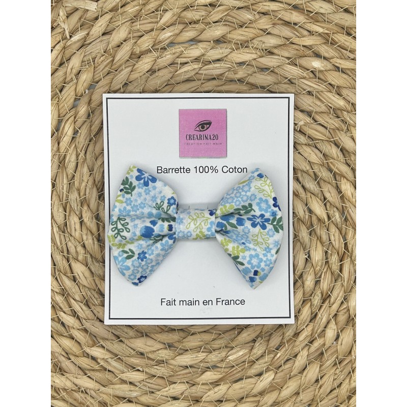 Barrette fleurs bleu