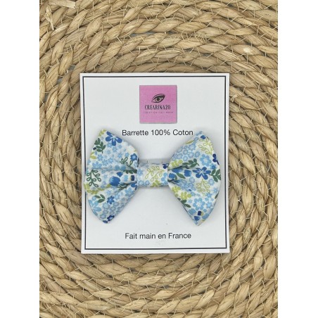 Barrette fleurs bleu