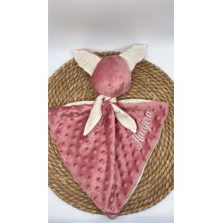 Doudou double gaze blanc et rose