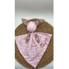 Doudou lapin fleurs jaunes/ roses