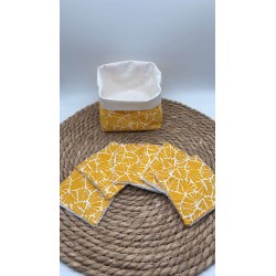 Panier et ses lingettes géométrique jaune