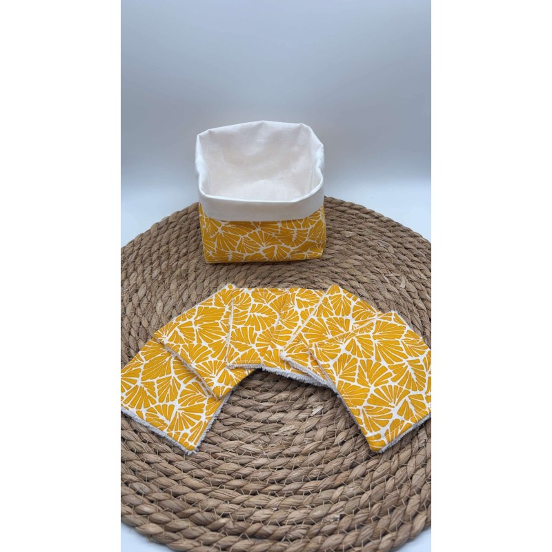 Panier et ses lingettes géométrique jaune