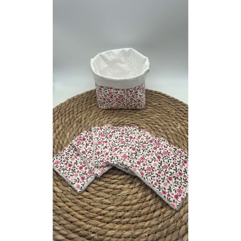 Panier et ses lingettes liberty rose