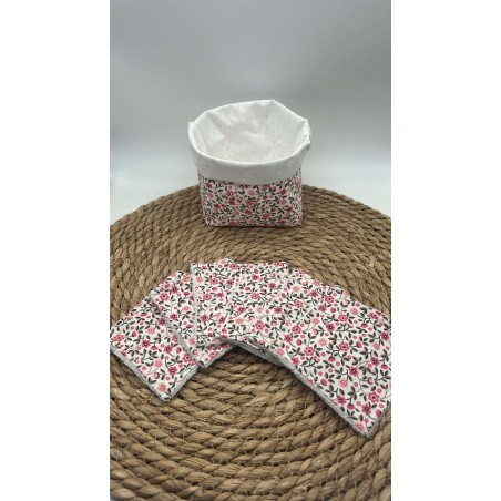 Panier et ses lingettes liberty rose