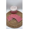 Panier et ses lingettes liberty Vichy rouge et blanc