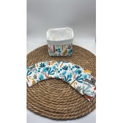 Panier et ses lingettes lavables jungle bleu