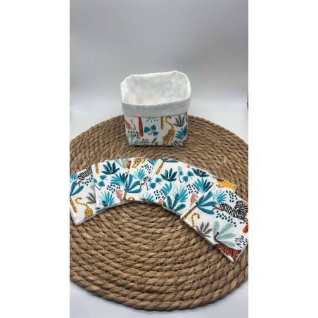 Panier et ses lingettes lavables jungle bleu