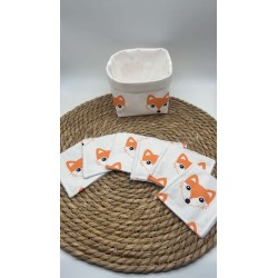 Panier et ses lingettes lavables renard