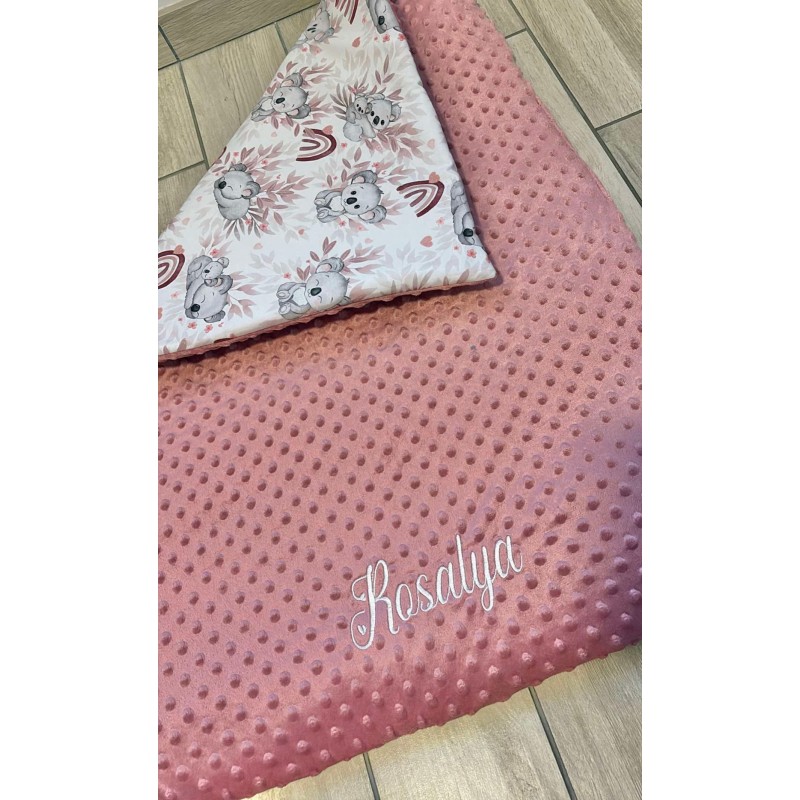 Couverture minky koalas rose