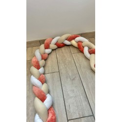 Tresse de lit beige/ rose corail