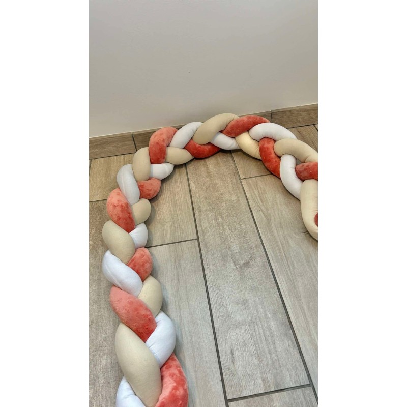 Tresse de lit beige/ rose corail