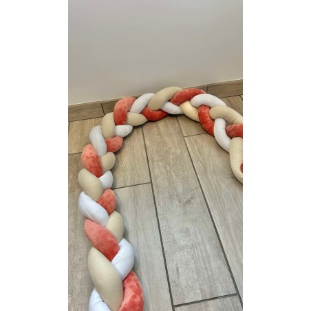 Tresse de lit beige/ rose corail