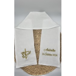 Écharpe de baptême gaze de coton brodée