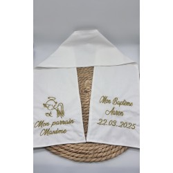 Écharpe de baptême brodée ange coton