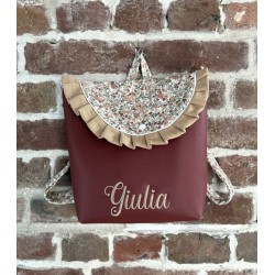 Sac à dos fleurs et Bordeaux