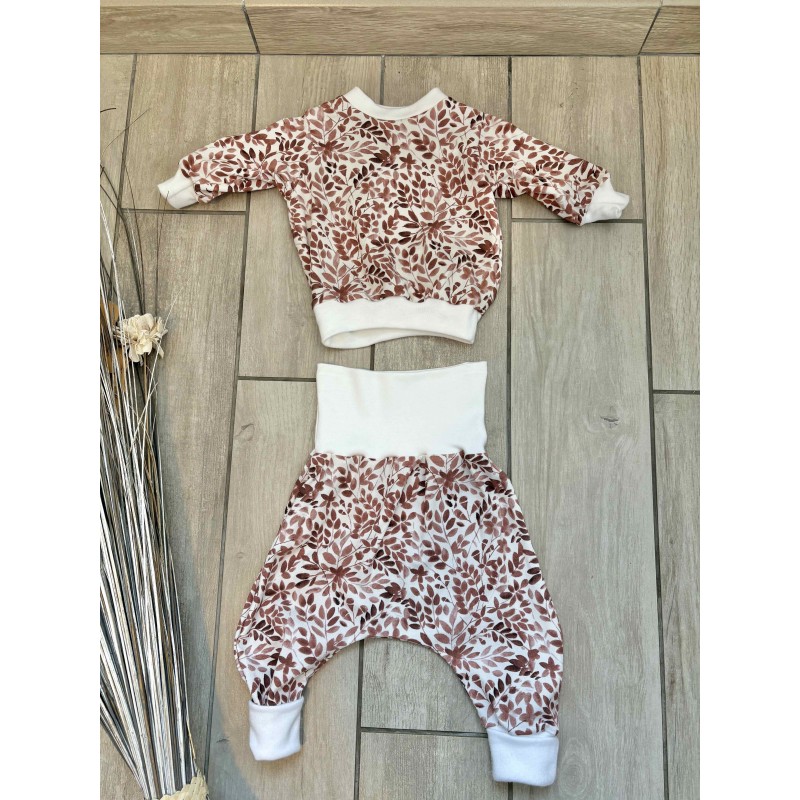 Pull + Pantalon évolutif fleurs fait main
