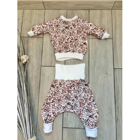 Pull + Pantalon évolutif fleurs fait main