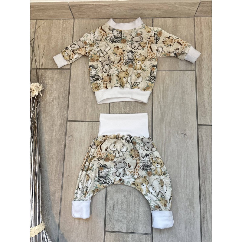 Pull + Pantalon évolutif animaux mignons fait main