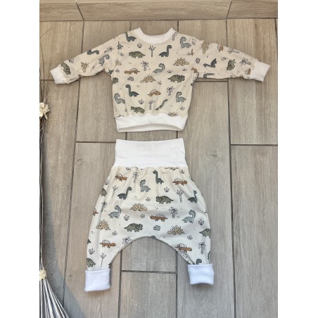 Pull + Pantalon évolutif dinosaures fait main