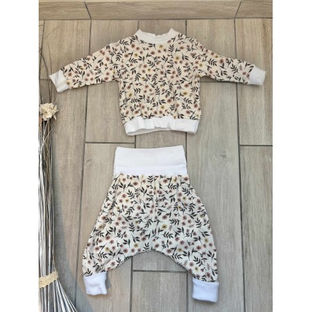 Pull + Pantalon liberty beige fait main