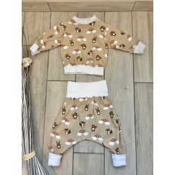Pull + Pantalon animaux arc en ciel  fait main
