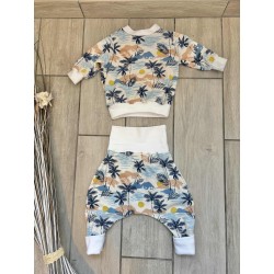Pull + Pantalon été, palmiers fait main