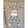 Pull + Pantalon été, palmiers fait main