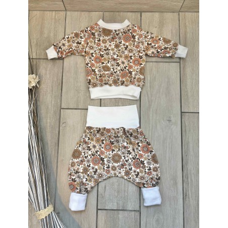 Pull + Pantalon fleurs fait main