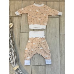 Pull + Pantalon oies rose fait main