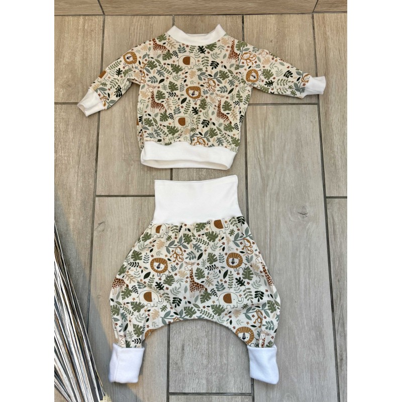 Pull + Pantalon jungle vert fait main