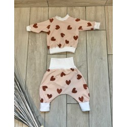 Pull + Pantalon cœurs  fait main