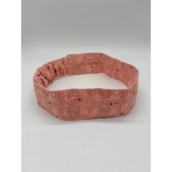 Bandeau broderie anglaise rose
