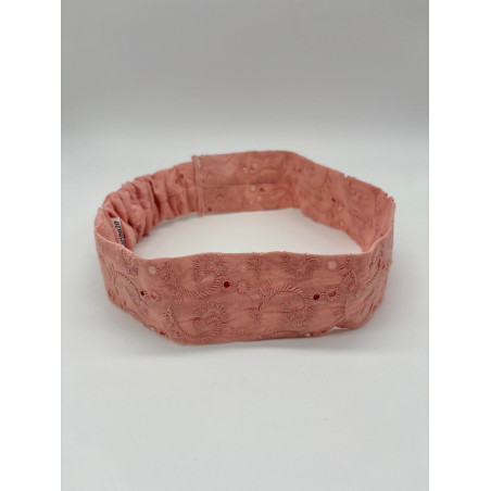 Bandeau broderie anglaise rose