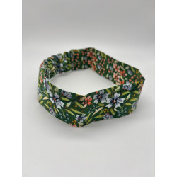 Bandeau broderie fleurs vert