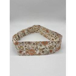 Bandeau broderie fleurs beige