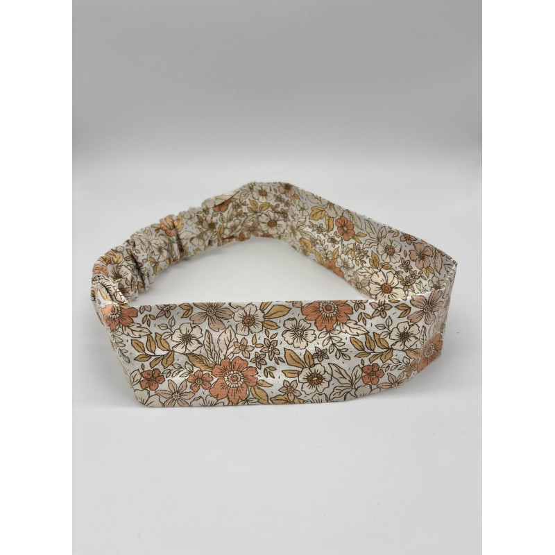 Bandeau broderie fleurs beige