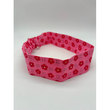 Bandeau broderie fleurs roses